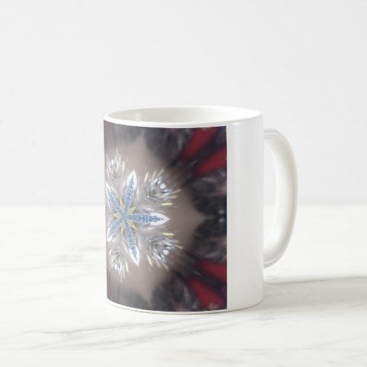Elegante Weihnachts-Star Shiny Blue White Kaffeetasse (VorderseiteRechts)