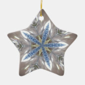 Elegante Weihnachts-Star Shiny Blue White Keramikornament (Vorne)
