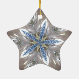 Elegante Weihnachts-Star Shiny Blue White Keramikornament