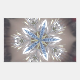Elegante Weihnachts-Star Shiny Blue White Rechteckiger Aufkleber