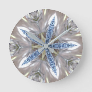 Elegante Weihnachts-Star Shiny Blue White Runde Wanduhr