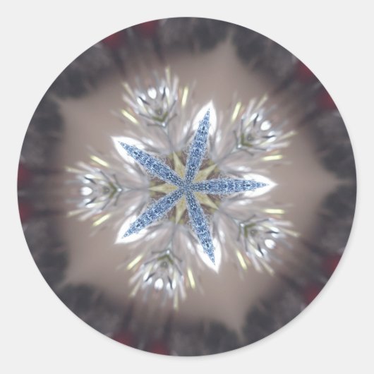 Elegante Weihnachts-Star Shiny Blue White Runder Aufkleber (Vorderseite)