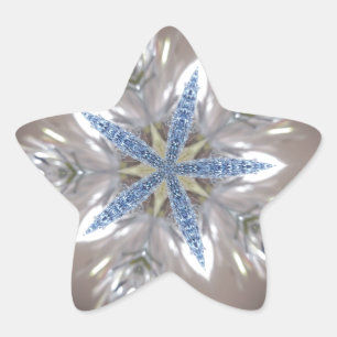 Elegante Weihnachts-Star Shiny Blue White Stern-Aufkleber