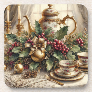 Elegante Weihnachts-Teekanne Hartplastik-Unterlage Getränkeuntersetzer