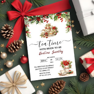 Elegante Weihnachts-Teeparty Florale Brautparty Einladung