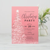 Elegante Weihnachts-Tree Party Rose Einladung (Stehend Vorderseite)