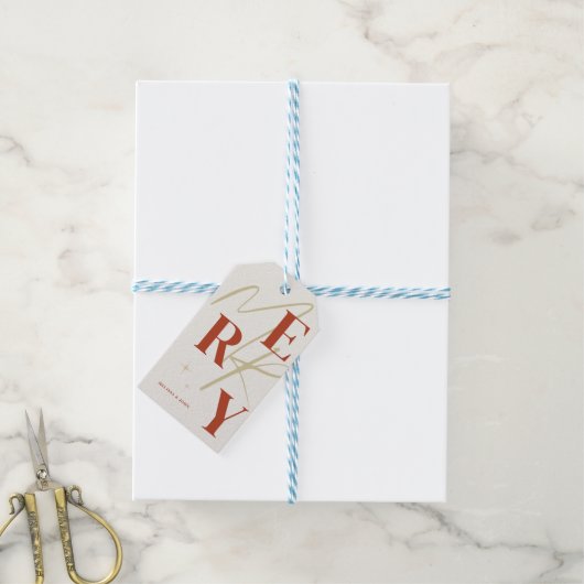 Elegante Weihnachts-Typografie Geschenkanhänger (Mit Garn)