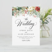 Elegante Weihnachts-Watercolor-Hochzeit Einladung (Stehend Vorderseite)