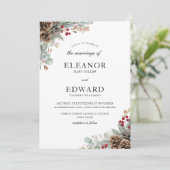 Elegante Weihnachts-Watercolor-Hochzeit Einladung (Stehend Vorderseite)