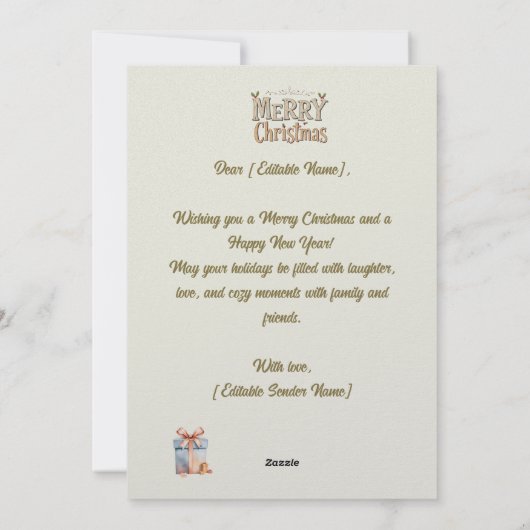 Elegante Weihnachts-Weihnachtskarte Feiertagskarte (Rückseite)