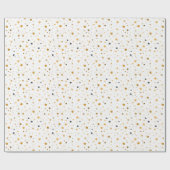 Elegante Weihnachts-White & Gold-Stars Geschenkpapier (Flach)