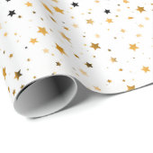 Elegante Weihnachts-White & Gold-Stars Geschenkpapier (Rolleneckpunkt)