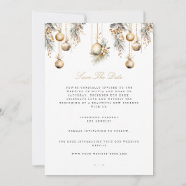 Elegante Weihnachts-White-Save the Date-Hochzeitka Ankündigung