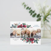 Elegante Weihnachts Winter Blume 3 Foto Gruß Postkarte (Stehend Vorderseite)