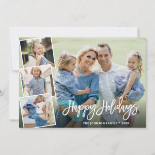 Elegante Weihnachts Winter Blume 4 Foto Gruß Feiertagskarte