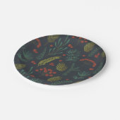 Elegante Weihnachts-Winter-Grün Botanisch Pappteller (Schrägansicht)