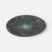 Elegante Weihnachts-Winter-Grün Botanisch Pappteller (Schrägansicht)