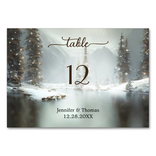 Elegante Weihnachts-Winter-Tischnummer Tischnummer (Vorderseite)