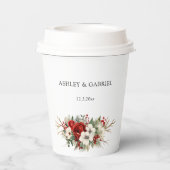 Elegante Weihnachts-Winterblumen Pappbecher (Rückseite)