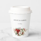 Elegante Weihnachts-Winterblumen Pappbecher (Vorderseite)