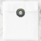 Elegante Weihnachts-Wreath Happy Holidays Runder Aufkleber (Tasche)