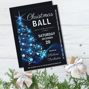 Elegante Weihnachtsball Blue Tree Holiday Party Einladung