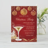 Elegante Weihnachtsbälle, Champagner Rote Gesellsc Einladung (Stehend Vorderseite)