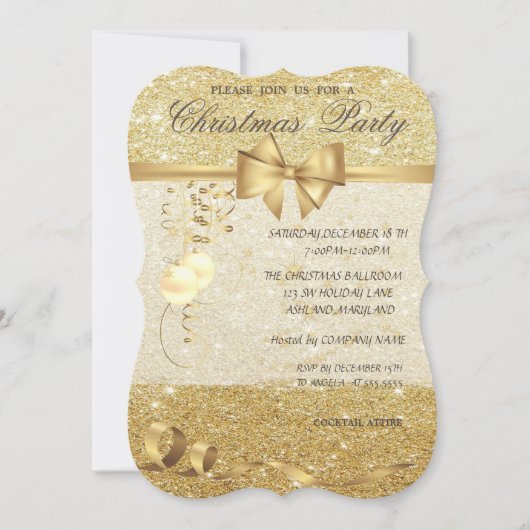 Elegante Weihnachtsbälle, Glitterie, Weihnachts-Pa Einladung (Vorderseite)