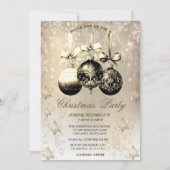 Elegante Weihnachtsbälle Snowflakes Gold Einladung (Vorderseite)