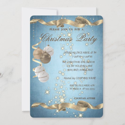 Elegante Weihnachtsbälle, Sparkle, Weihnachts-Part Einladung (Vorderseite)