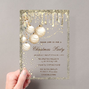 Elegante Weihnachtsbälle Tropfen Gold Weihnachten Acryleinladungen