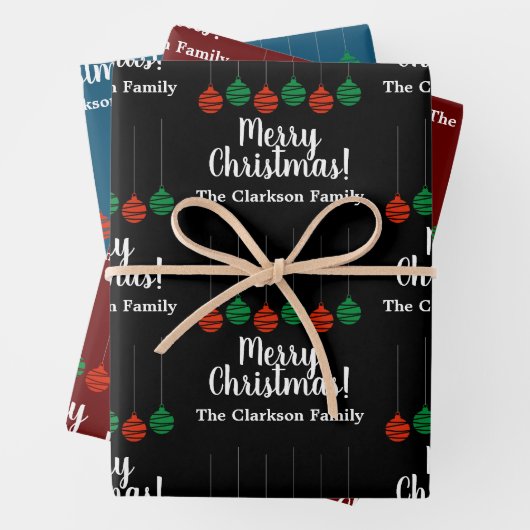 Elegante Weihnachtsbälltöne Geschenkpapier Set (Beispiel)