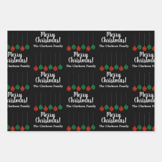 Elegante Weihnachtsbälltöne Geschenkpapier Set (Vorderseite)