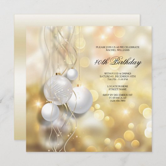 Elegante Weihnachtsbaubles Weihnachtsfeier Einladung (Vorne/Hinten)