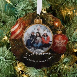 Elegante Weihnachtsbaum-Baumschmuck-Foto Ornament Karte