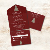 Elegante Weihnachtsbaum Dark Red Christmas All In One Einladung