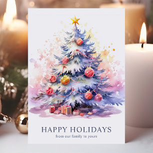 Elegante Weihnachtsbaum-Familien-Weihnachtskarte Feiertagskarte