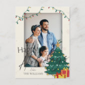 Elegante Weihnachtsbaum Foto Happy Holidays Postkarte (Vorderseite)