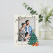 Elegante Weihnachtsbaum Foto Happy Holidays Postkarte (Stehend Vorderseite)