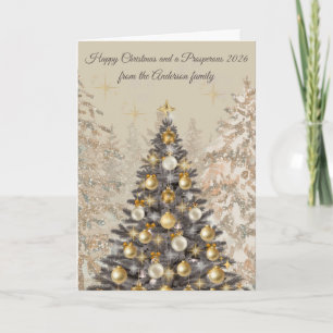 Elegante Weihnachtsbaum-Grußkarte – Familie  Karte