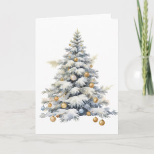 Elegante Weihnachtsbaum-Grußkarte in Gold und Weiß Karte