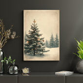 Elegante Weihnachtsbaum inmitten einer schneebedec Poster