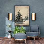 Elegante Weihnachtsbaum inmitten einer schneebedec Poster