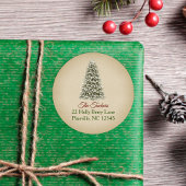 Elegante Weihnachtsbaum Kraft Papier Rücksendeadre Runder Aufkleber