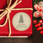 Elegante Weihnachtsbaum Kraft Papier Rücksendeadre Runder Aufkleber