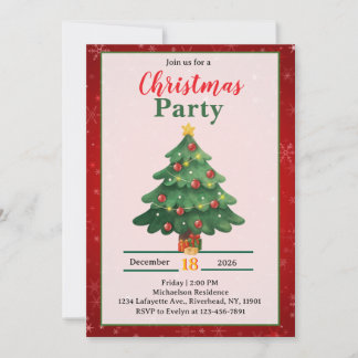Elegante Weihnachtsbaum-Party im Wassercolor-Stil Einladung