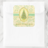 Elegante Weihnachtsbaum-Stickers Quadratischer Aufkleber (Tasche)