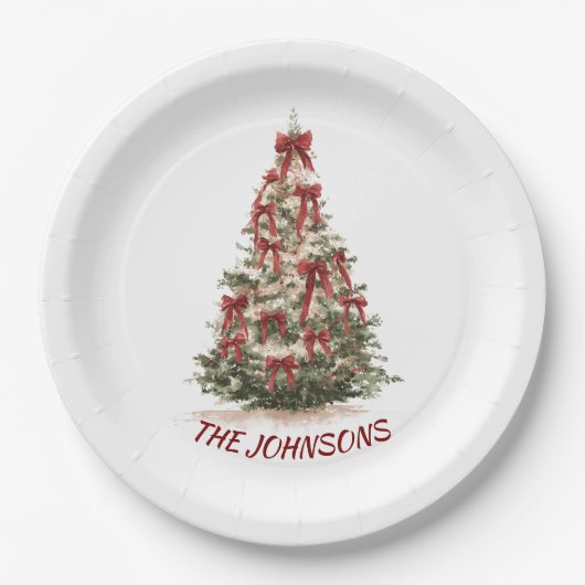 Elegante Weihnachtsbaum-Teller mit individuellem N Pappteller (Vorderseite)