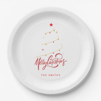 Elegante Weihnachtsbaum-Typografie-Schrift Pappteller