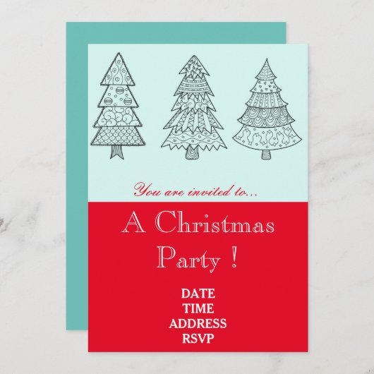 Elegante Weihnachtsbaum Weihnachtsbaum-Party Einla Einladung (Vorne/Hinten)